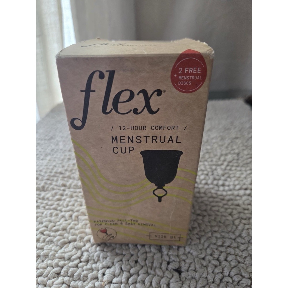 Flex Reusable Menstrual Cup, Non-toxic, 12-hour Wear, Size 01 Box Damage